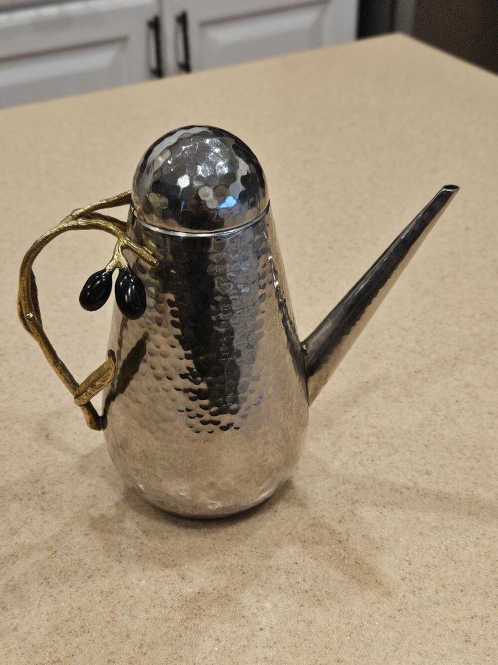 LUXURY MICHAEL ARAM OLIVE BRANCH STAINLESS STEEL OIL DISPENSER KITCHEN TOOL